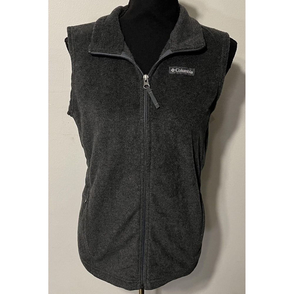 Columbia Vest Womens Large Gray Fleece Full Zip Pockets‎ Layering Outdoor Casual